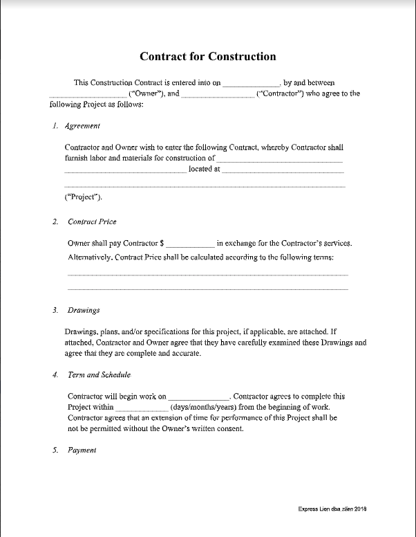 Free Construction Contract Template Sample Pdf Word Eforms Vrogue