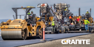Granite construction for subcontractors: Photo of steamroller and Granite logo
